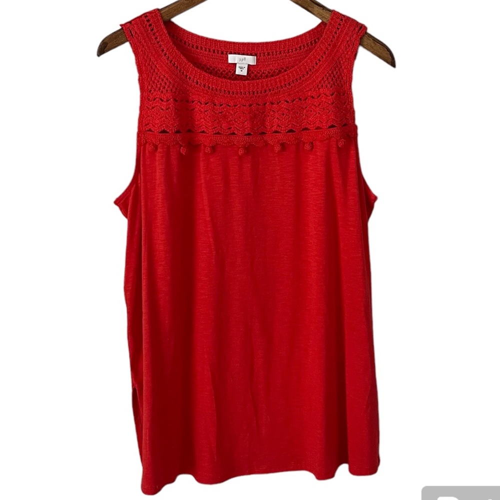 J. Jill Red Tank With Crotchet Top and Back Size Medium